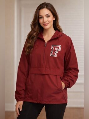FANATICS Lightweight Water Resistant Burgundy Hooded Pullover Windbreaker